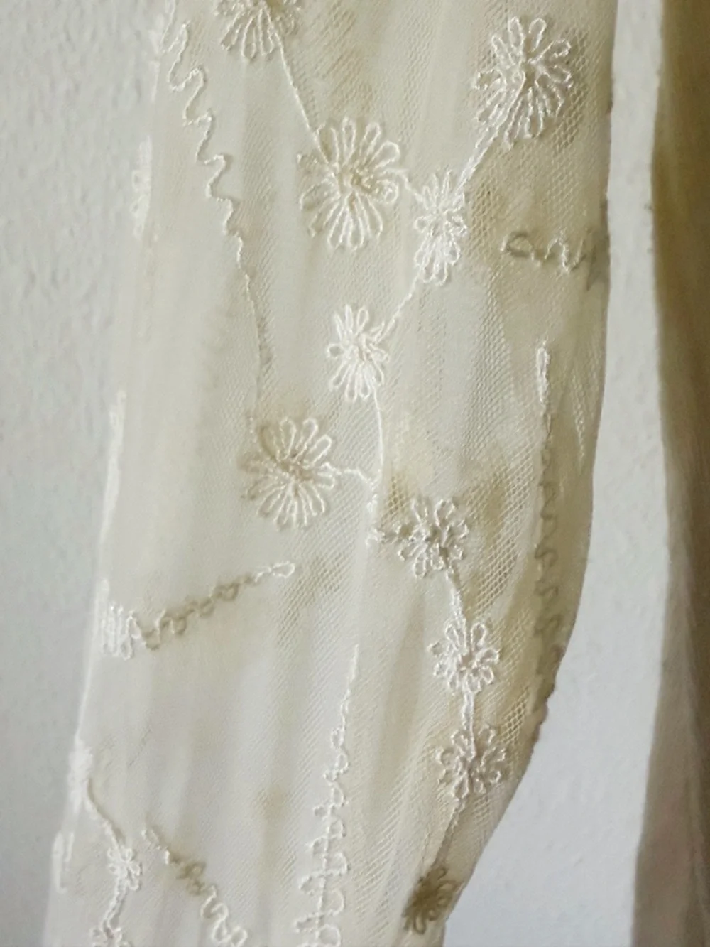 Free People White Ethereal Dainty Embroidered Lace Long Sleeve Top Medium